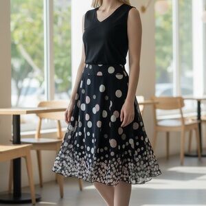 Elegant Black and White Polka Dot Skirt